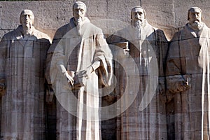 Reformation wall in Geneva, Switzerland. Calvin, Protestantism