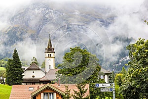 The reformed church in the famous Swiss recreational village Grindelwald