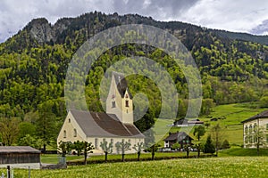 The reformed churche in the village of Diesbach-Betschwanden, Glarus.Switzerland photo