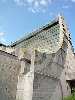 Reformed modern cathedral in Orsova, Romania, detail of roof