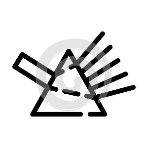 Refraction of light rays prism line icon vector illustration