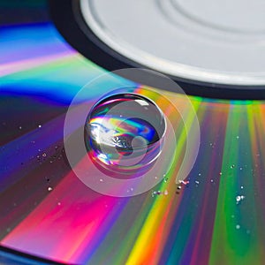 Refraction of Light Through a Water Drop on a Disc