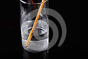 Refraction of Yellow Pencil in Glass of Water