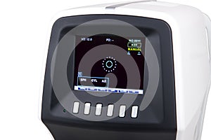 Refractometer and Keratometer on white background