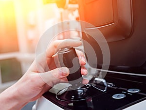 Refractometry and keratometry. Refraction test. Modern Optometry equipment.