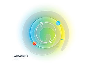 Refresh arrow line icon. Rotation Arrowhead. Gradient blur button. Vector