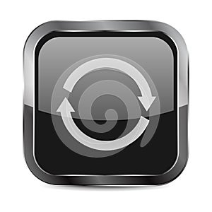 Refresh button. 3d black square icon