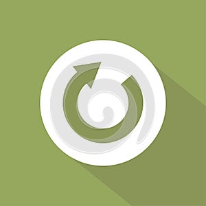 Refresh button icon. Circular arrow symbol. Repeat action Vector graphic. Flat long shadow.