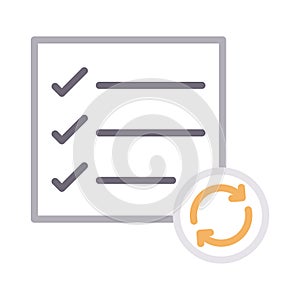 Refresh checklist thin color line vector icon