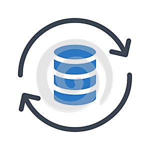 Refresh database glyph color flat vector icon