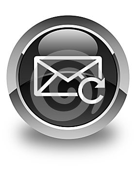 Refresh email icon glossy black round button