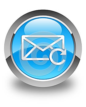 Refresh email icon glossy cyan blue round button