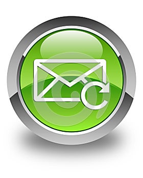 Refresh email icon glossy green round button