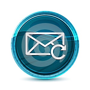 Refresh email icon elegant glass blue round button vector design illustration