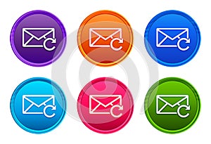 Refresh email icon luxury bright round button set 6 color vector