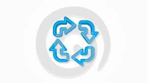 Refresh four arrows realistic icon. 3d line vector illustration. Top view