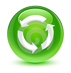 Refresh icon glassy green round button