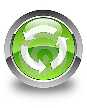 Refresh icon glossy green round button