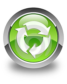 Refresh icon glossy green round button