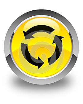 Refresh icon glossy yellow round button