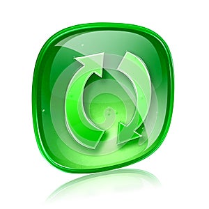 refresh icon green glass.