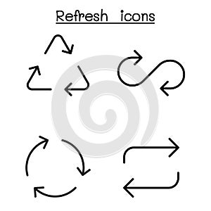 Refresh icon set in thin line style