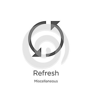 refresh icon vector from miscellaneous collection. Thin line refresh outline icon vector illustration. Outline, thin line refresh