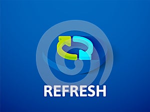 Refresh isometric icon, isolated on color background