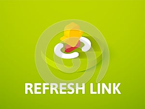 Refresh link isometric icon, isolated on color background