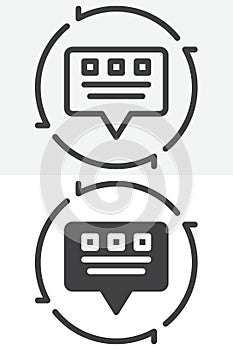 Refresh message line and solid different style vector icon set