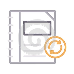 Refresh notebook thin color line vector icon