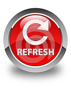 Refresh (rotate arrow icon) glossy red round button