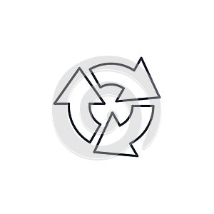 Refresh three arrow rotate thin line icon. Linear vector symbol