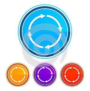 Refresh update icon flat design round buttons set illustration design