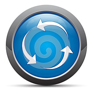 Refresh update icon premium blue round button vector illustration