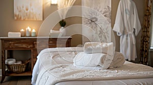 Refresh your mind body and soul in this tranquil space adorned with luxurious calming linens and a peaceful ambiance. 2d