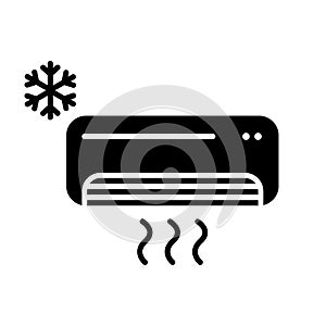 Refreshing air conditioner icon in flat style.