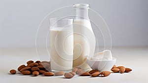 Refreshing Almond Milk Image For Summer Picnic With White Background