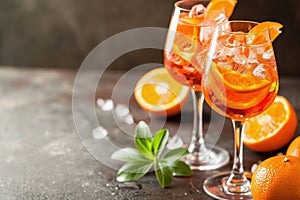 Refreshing Aperol Spritz cocktails on a table