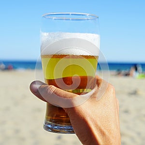 refreshing beer on the beach