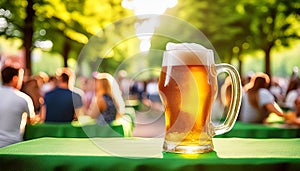 Refreshing Beer Mug in Lively Beer Garden photo