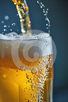 Refreshing Beer Pour into Glass Close-Up