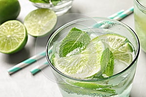 Refreshing beverage with mint and lime