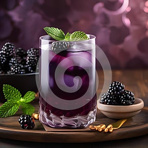 A refreshing blackberry lavender cocktail with a blackberry and lavender garnish2