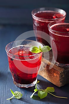 Refreshing blueberry drink with lime and mint