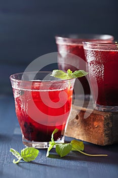 Refreshing blueberry drink with lime and mint