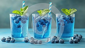 Refreshing blueberry drinks with mint