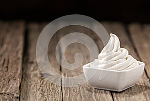 Refreshing bowl of vanilla ice cream photo