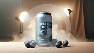 A refreshing can of blueberry juice