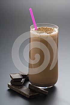 Refreshing chocolate shake with chocolate Birutes